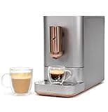 Café Affetto Automatic Espresso Machine | Brew in 90 Seconds | 20 Bar Pump Pressure for Balanced Extraction | Five Adjustable Grind Size Levels | WiFi Connected for Drink Customization | Steel Silver