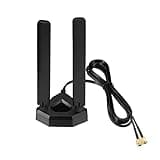 Eightwood WiFi 6E Tri-Band Antenna - 6GHz, 5GHz, 2.4GHz Gaming Antenna with Magnetic Base and 6.5ft Extension Cable for PC Desktop Computer PCIe WiFi 6E Card, Router