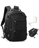 WEPLAN Travel Airback Backpack with Vacuum Compression, Small Waterproof Travel Backpack with Air Pump, Personal Item Bag United Airlines Approved, Vacuum Seal Carry On Luggage, Black