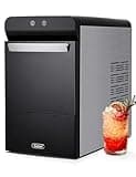 Gevi Household V2.0 Countertop Gemi Nugget Ice Maker | Self-Cleaning Pellet Ice Machine | Open and Pour Water Refill | Stainless Steel Housing | Fit Under Wall Cabinet | Black