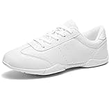 LANDHIKER Girls Cheer Shoes White Kids Cheer Sneakers Fashion Sports Training Athletic Comfortable Lightweight Breathable Tennis Shoes Flats Size