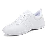 FOFOWHAT Dance Shoes for Girls White Cheerleading Shoe Athletic Girls Footwear Competition Cheer Tennis Walking Sneakers Size 4.5 Big Kid