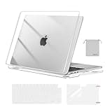 MOSISO Compatible with MacBook Air 13 inch Case 2025 2024 2023 2022 M4 A3240 M3 A3113 M2 A2681, Plastic Hard Shell&Keyboard Cover&Screen Film&Pouch for MacBook Air 13.6 inch Case, Crystal Clear