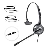 Telephone-Headset Microphone Noise-Cancelling Headphone QD - Quick Disconnect Call Center Headset with RJ09 Cables Compatible with Polycom,Yealink,Grandstream,Snom,Fanvil,Aastra,Mitel,Digium Phones