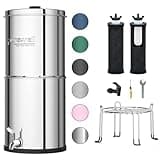 Purewell 3-Stage 0.01μm Ultra-Filtration Gravity Water Filter System, NSF/ANSI 42&372 Certification, 304 Stainless Steel Countertop System with 2 Filters and Stand, Reduce 99% Chlorine, 2.25G, PW-OB