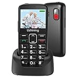 USHINING 4G Senior Cell Phone Unlocked SOS Big Button Senior Basic Phone Large Screen High Volume Unlocked Mobile Phone for Elderly with Charging Dock (Black)