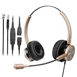 MAIRDI Telephone Headset with RJ9 Jack for Cisco Phone, Including 3.5mm Connector for Cell Phone PC Laptop, Binaural Office Headset with Microphone Noise Canceling for Call Center Landline Deskphone