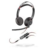 Poly Blackwire 5220 Wired Headset (Plantronics) - Flexible Noise-Canceling Boom Mic - Ergonomic Design - Connect to PC/Mac, Mobile via USB-C, USB-A, or 3.5 mm - Works w/Teams, Zoom - Amazon Exclusive