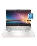HP 14 Laptop, Intel Celeron N4020, 4 GB RAM, 64 GB Storage, 14-inch Micro-edge HD Display, Windows 11 Home, Thin & Portable, 4K Graphics, One Year of Microsoft 365 (14-dq0030nr, Pale Rose Gold)