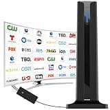 Digital TV Antenna for Smart TV Indoor,2025 TV Antenna with 3M Stick Base, 360°&Long Range Reception HDTV Antenna for Local Channels, Easy Installation Antennas for TVs Without Cable (7.0 in)