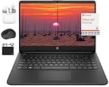 HP New 14" HD Ultral Light Thin Laptop, Quad-Core Intel Celeron Processor, 8GB RAM, 256GB (128GB eMMC+ 128GB Card), Wi-Fi, Upto 11 Hours, Windows 11 S + 1 Year Office 365+HubxcelAccessory, Black