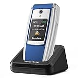 Easyfone T300 4G Unlocked Big Button Flip Cell Phone for Seniors, Clear & Loud Sound and Hearing aid Compatible, SOS Button, SIM Card Included, Big Battery with a Charging Dock, FCC Certified (Blue)