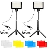 Ci-Fotto LED Video Light 2-Pack, 5600K Dimmable USB Photo Lights with Mini Tripod and Colored Filters for Photo Studios, Small Angle Shooting, Video Recording, Game Streaming