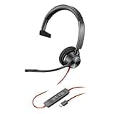 Poly Blackwire 3210 Wired Headset (Plantronics) - Noise-Canceling Mic - Single-Ear Design - Connect to PC/Mac via USB-C or USB-A - Works w/Teams, Zoom - Amazon Exclusive