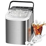 MAXEVE Ice Maker Countertop, 34LBs/24H Ice Machine, 2 Size of Bullet Ice, 9Cubs in 6 Mins, Portable Ice Maker Machine with Self Cleaning, Ice Basket, Ice Scoop for Home, Office,Bar (Silver)