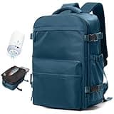 Large Vacuum Travel Backpack with Pump for Women,Airback Personal Item Carry on Backpacks Flight Approved 18x14x8 inches for Men,Laptop Waterproof Work Compression bags Casual Daypack,Peacock Blue