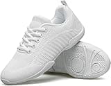 BAXINIER Girls White Cheerleading Shoes Breathable Youth Cheer Competition Sneakers Athletic Training Dance Tennis Walking Shoes - White 9.5 Toddler