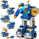 hahaland Toys for Ages 5-7 - STEM Toys for 5 Year Old Boy Gift - 5 in 1 Take Apart Trucks Transform to Robot - 6-8 Year Old Birthday Gift Ideas - Boys Toys Age 4-6 - Kids Easter Basket Stuffers