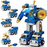 hahaland Toys for Ages 5-7 - STEM Toys for 5 Year Old Boy Gift - 5 in 1 Take Apart Trucks Transform to Robot - 6-8 Year Old Birthday Gift Ideas - Boys Toys Age 4-6 - Kids Easter Basket Stuffers