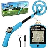 OMMO Metal Detector, Adjustable 27.5”-37.8” Metal Detector for Kids with Intuitive LCD Display, Lightweight Kids Metal Detectors with 6” Search Coil for Exploration Hiking
