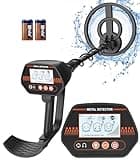 DetectTrek Metal Detector for Kids, 8" Waterproof Beach Metal Detector with Backlight LCD Display, 30" - 41" Adjustable Kids Metal Detector Ages 8-12, Lightweight for Treasure Hunting