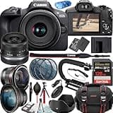 Canon EOS R100 Mirrorless Camera with 18-45mm Lense Video Kit + Filters + Case + 128GB Memory Card + U-Shape Camera Grip + Accessory Bundle (25PC) (Renewed)